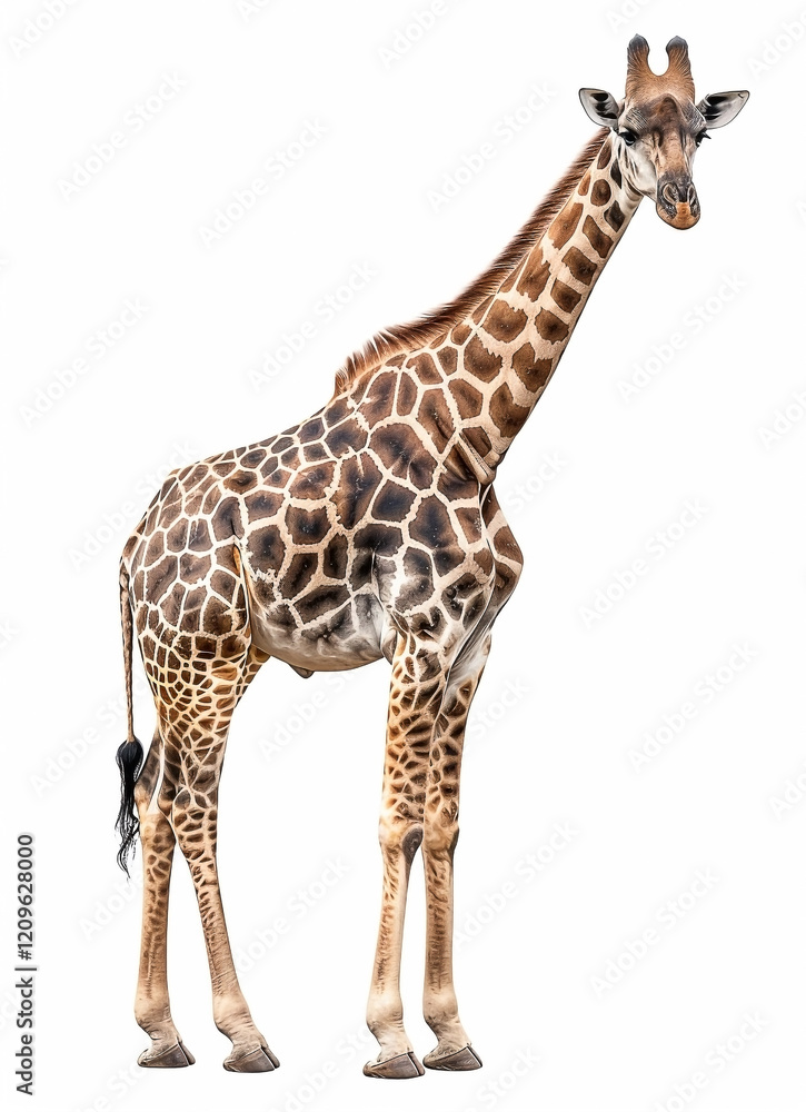 Elegant full body giraffe isolated on a clean white background animal portrait Elegant full body giraffe isolated on a clean white background animal portrait