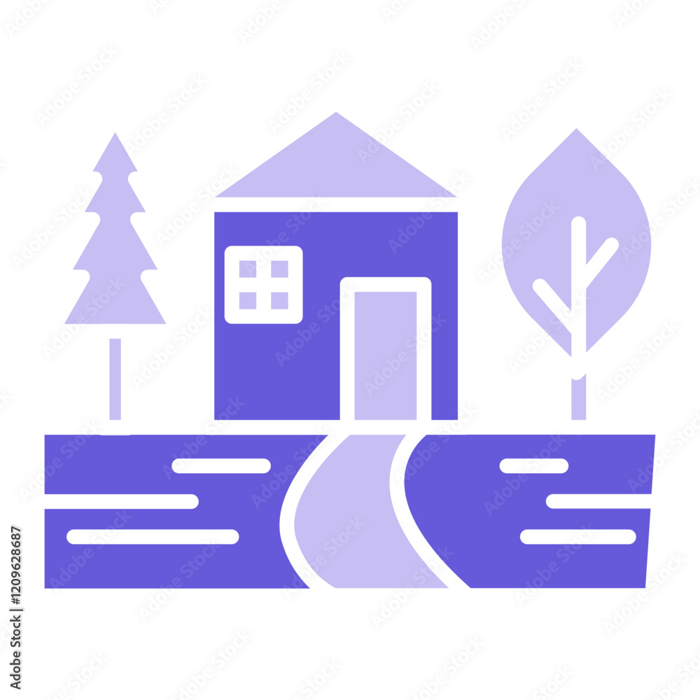 Fototapeta premium Village Landscape Icon