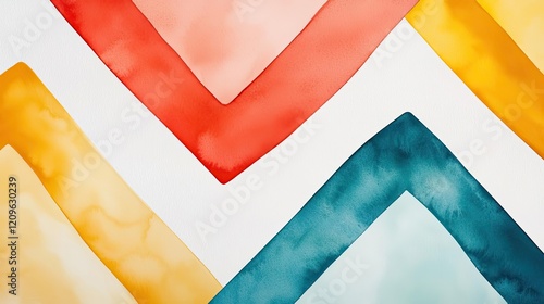 Retro watercolor idea. Colorful watercolor geometric shapes in vibrant hues create a modern artistic pattern.