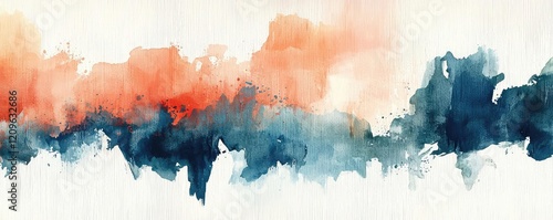 Retro watercolor idea. Abstract watercolor texture featuring vibrant reds, blues, and soft tones.