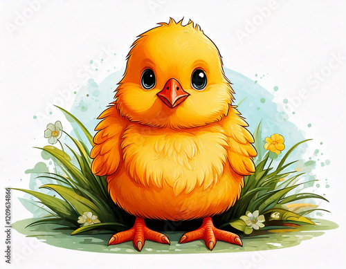 easter chick as a cartoon figure digital drawing 