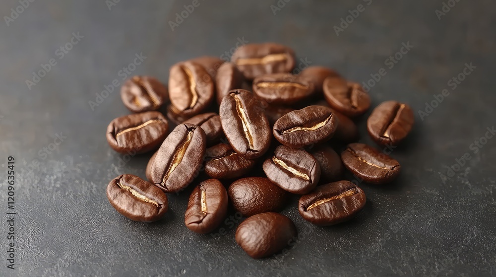 Rich roasted espresso coffee beans arranged on a textured dark surface showcasing deep brown tones and intricate details. Rich roasted espresso coffee beans arranged on a textured dark surface showcasing deep brown tones and intricate details.