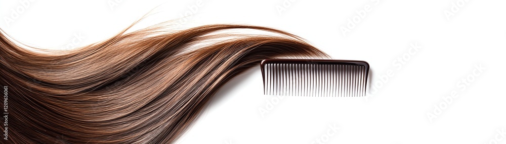 Stunning hair with a comb on a white isolated background. Stunning hair with a comb on a white isolated background.