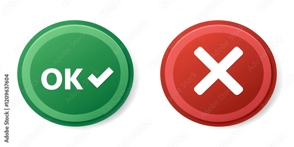 Green Checkmark and Red X Icons for Decision Making Green Checkmark and Red X Icons for Decision Making