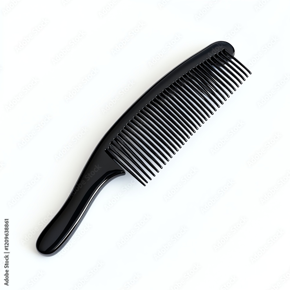 Black comb on a white isolated background for hair styling and grooming. Black comb on a white isolated background for hair styling and grooming.