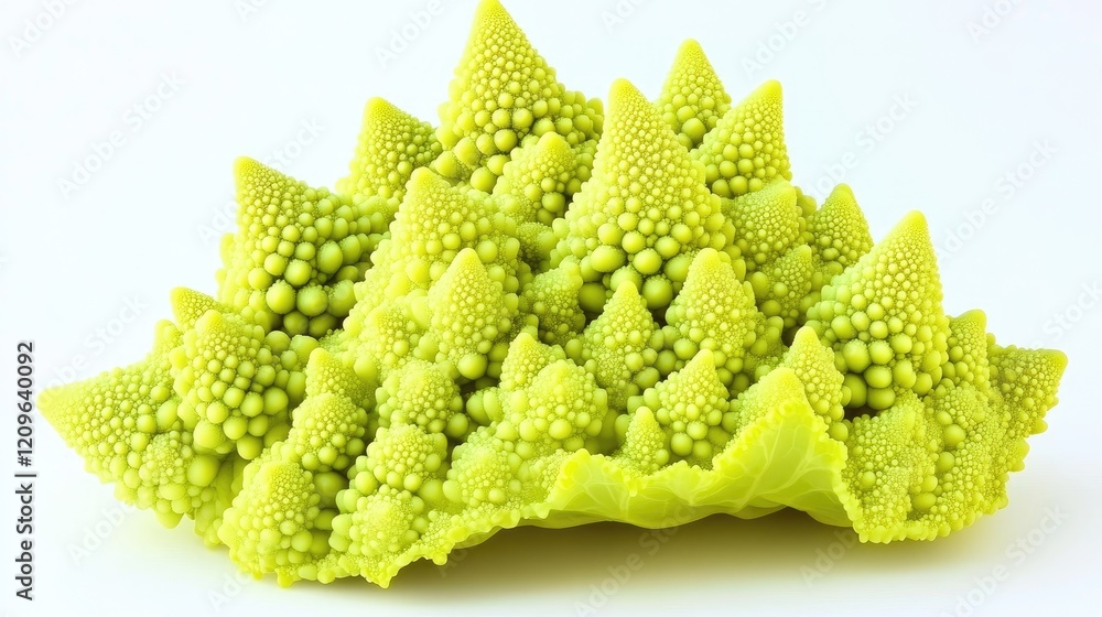 Ripe Romanesco Cabbage with Unique Texture Isolated on White Background Ripe Romanesco Cabbage with Unique Texture Isolated on White Background