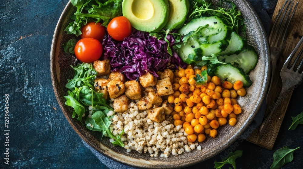 plate of food with lean proteins, whole grains, colorful vegetables plate of food with lean proteins, whole grains, colorful vegetables