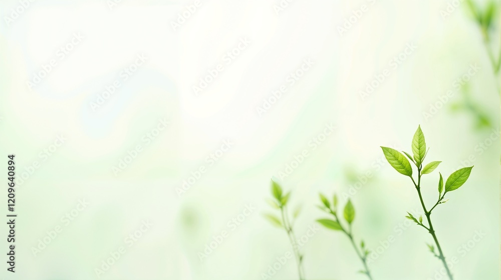 Fresh green leaves flourish in a soft, blurred background during springtime sunlight Fresh green leaves flourish in a soft, blurred background during springtime sunlight