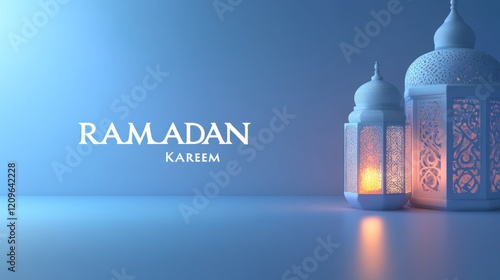 Minimalistic Design with Ramadan Kareem Text on Soft Background