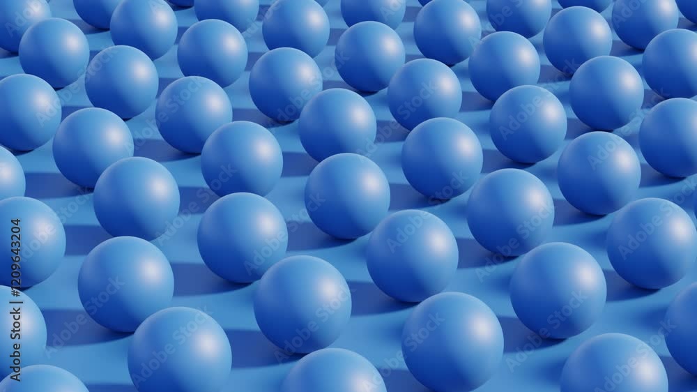 Abstract Monochromatic 3D Animation in Blue with Smoothly Sliding Spheres on a Minimalistic Surface, Seamless Loop for Backgrounds, Advertising, and Creative Design Abstract Monochromatic 3D Animation in Blue with Smoothly Sliding Spheres on a Minimalistic Surface, Seamless Loop for Backgrounds, Advertising, and Creative Design