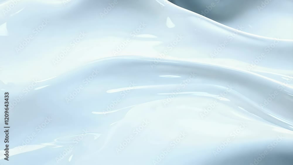 An abstract 3D video animated liquid surface resembling swirling white cream or milk seamless video ly looping as a fluid motion background in high resolution