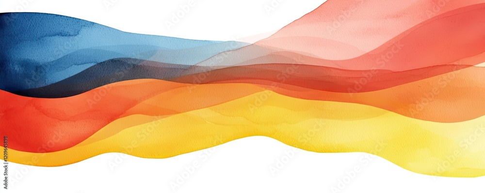 Starburst watercolor concept. Abstract wavy design in the colors of the German flag, representing unity and freedom. Starburst watercolor concept. Abstract wavy design in the colors of the German flag, representing unity and freedom.
