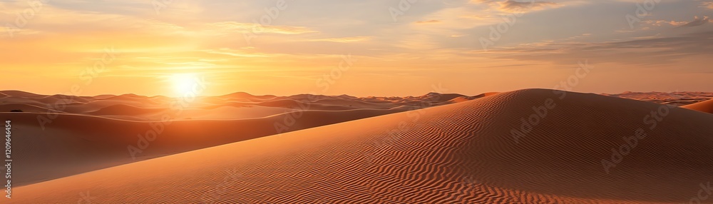 Stunning sunset over tranquil desert dunes with soft, rippled sand. Stunning sunset over tranquil desert dunes with soft, rippled sand.