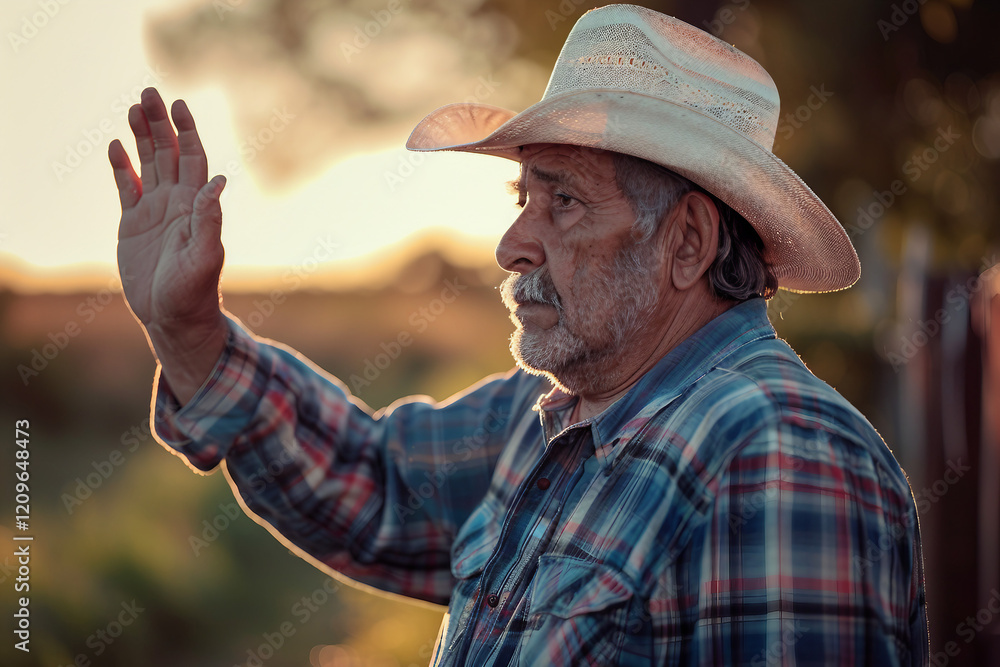Generative AI Portrait of Male Farmer in Rural Environment with Agricultural Machines Ranch Harvesting Work Generative AI Portrait of Male Farmer in Rural Environment with Agricultural Machines Ranch Harvesting Work