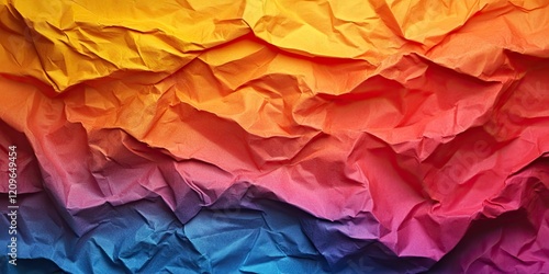 Wallpaper Mural Colorful crumpled paper texture with vibrant gradient hues of yellow, orange, pink, and blue creating a dynamic backdrop for creative text designs. Torontodigital.ca