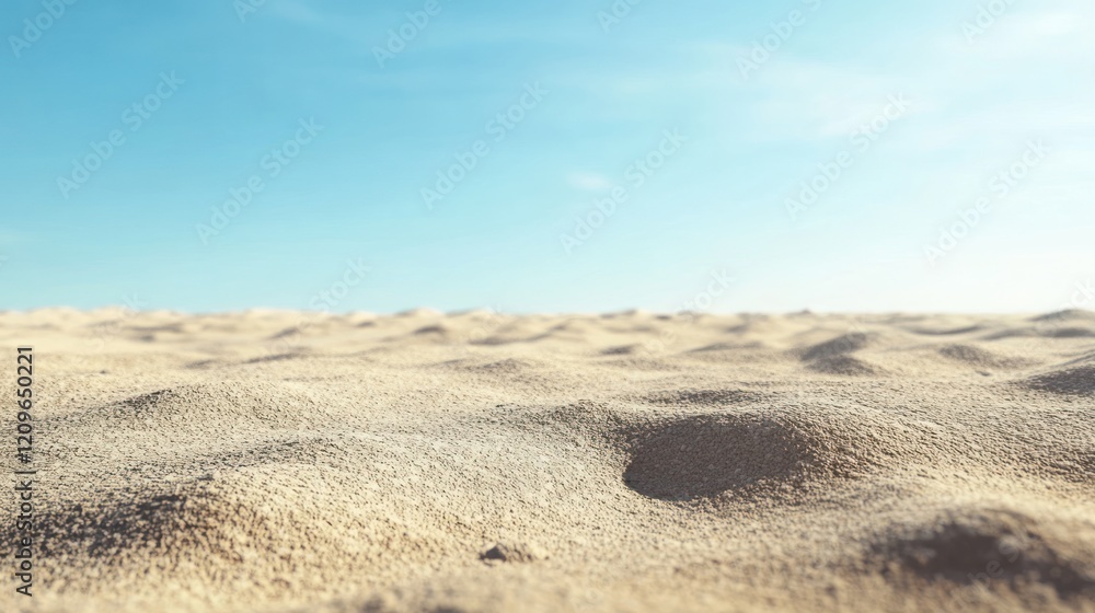 Sandy desert landscape under a clear blue sky. Sandy desert landscape under a clear blue sky.