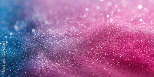 Dynamic gradient background featuring vibrant blue and pink glitter particles scattered in motion, creating a shimmering textured effect. photo