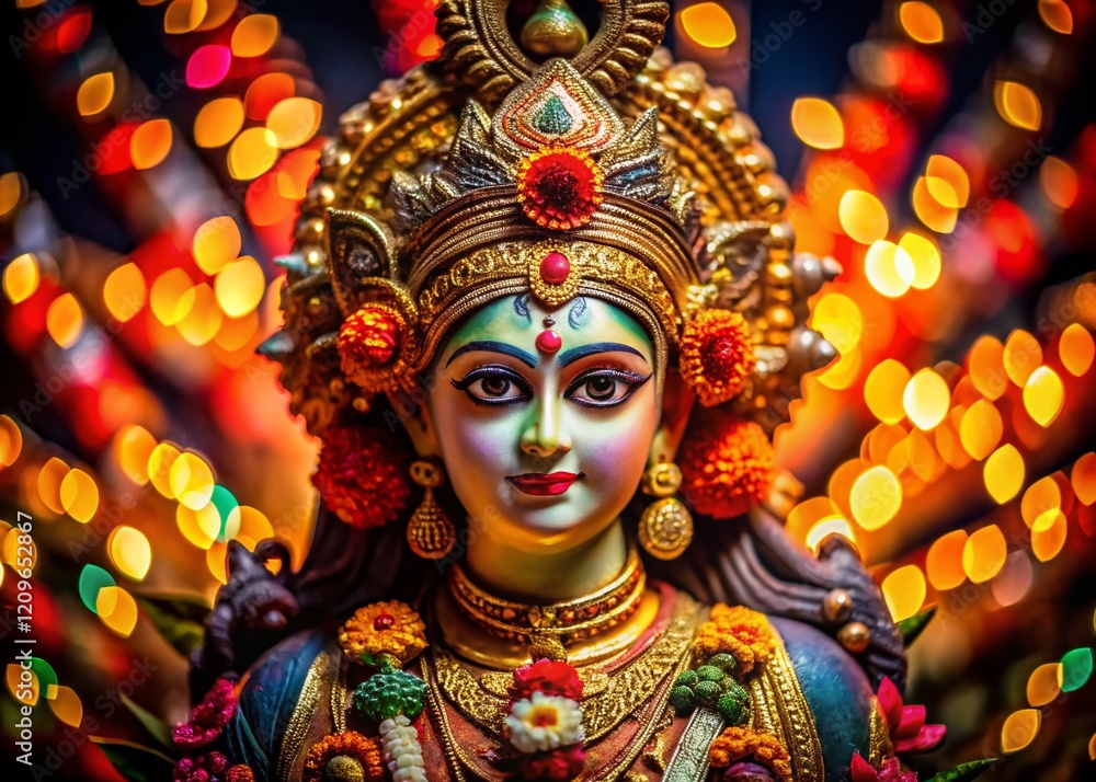 Divine Indian Deity in Low Light, Spiritual Art, Hindu Mythology, Religious Painting, Dark Background Divine Indian Deity in Low Light, Spiritual Art, Hindu Mythology, Religious Painting, Dark Background