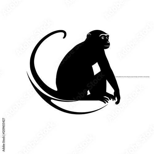 Playful Monkey Silhouettes for Dynamic and Creative Designs.Silhuette monkey animal images and white background .