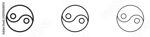 Yin yang Icons in different strokes