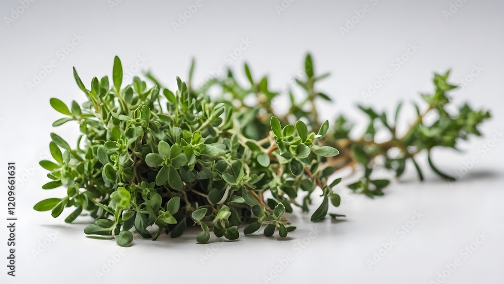 Fresh Thyme Herb on a White Background Ready for Culinary Use and Cooking Preparation Fresh Thyme Herb on a White Background Ready for Culinary Use and Cooking Preparation