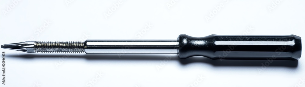 Screwdriver with a black handle, isolated on a white background. Screwdriver with a black handle, isolated on a white background.