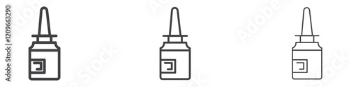 Nasal spray bottle Icons in different strokes