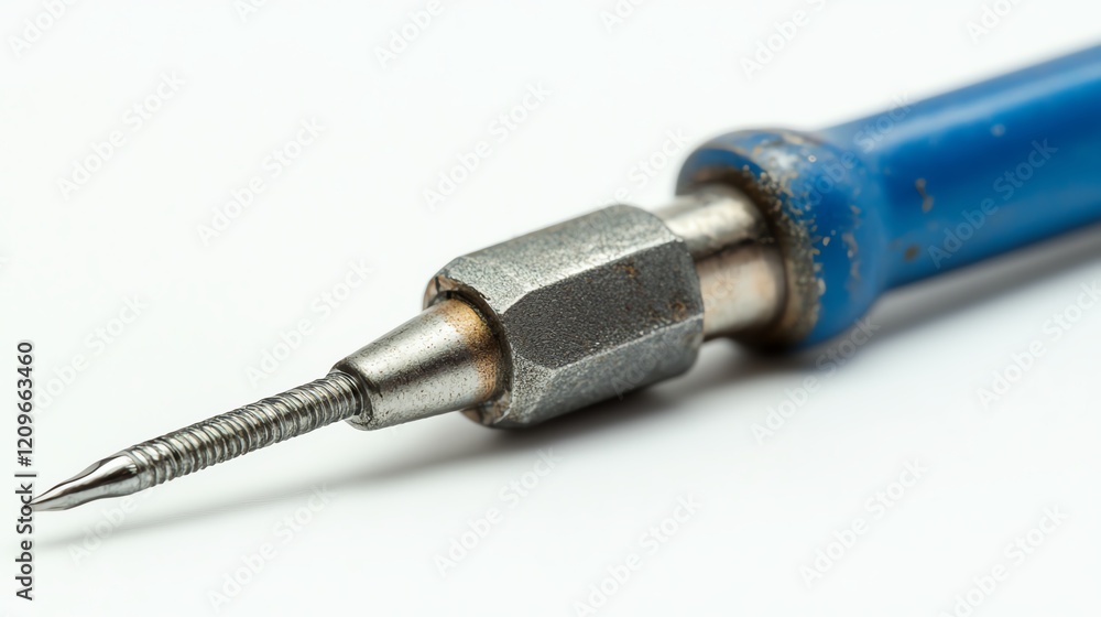 Close-up of a precision metal tool on a white isolated background. Close-up of a precision metal tool on a white isolated background.