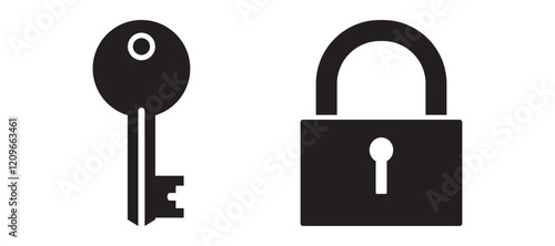 Key and Lock vector icon silhouette