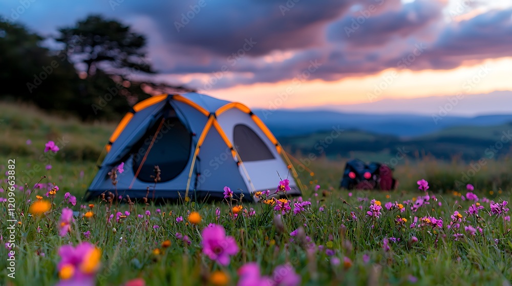 custom made wallpaper toronto digitalSerene mountain camping at sunset