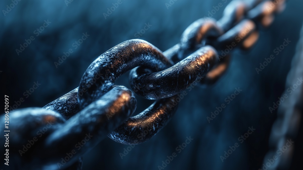 A rusted metal chain stretches across a dark, moody background. The intricate details of the links are illuminated, creating a striking contrast that emphasizes texture and depth. A rusted metal chain stretches across a dark, moody background. The intricate details of the links are illuminated, creating a striking contrast that emphasizes texture and depth.