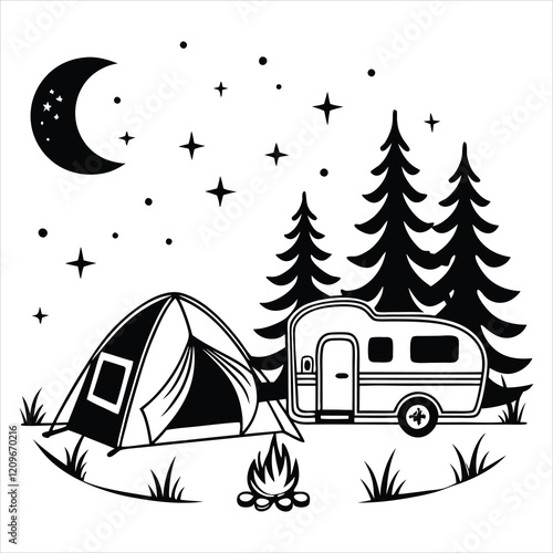 Camping Tent Illustration Vector Design
