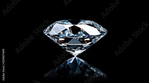 Elegant diamond gemstone with reflections against a black background showcasing its brilliance and clarity ideal for luxury and jewelry themes. photo