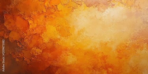 Textured wall glaze in vibrant shades of orange yellow and ocher with a natural sponge technique creating a warm abstract background