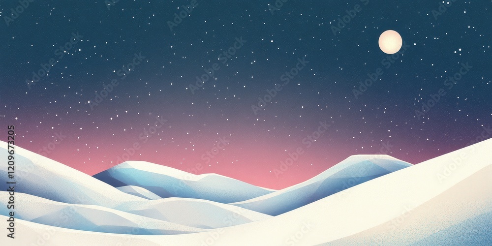 Serene Night Sky Over Snowy Mountain Range Serene Night Sky Over Snowy Mountain Range
