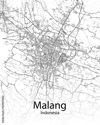 Malang Indonesia minimalist map photo