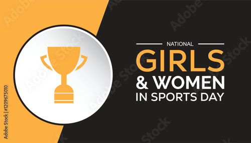 February is National Girls & Women in Sports Day. Vector template Design for banner, greeting card, poster, prints, social media post ,flyer , T shirt with background.