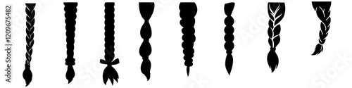 Hair braided icon vector set. Women's braid illustration sign collection. Hair symbol or logo.