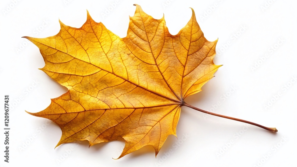 Dry Yellow Platanus Leaf Isolated on White Background - Autumn Fall Nature Stock Photo Dry Yellow Platanus Leaf Isolated on White Background - Autumn Fall Nature Stock Photo