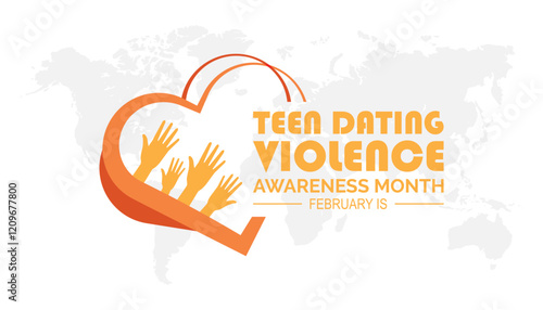 February is Teen Dating Violence Awareness Month. Vector template Design for banner, greeting card, poster, prints, social media post ,flyer , T shirt with background.