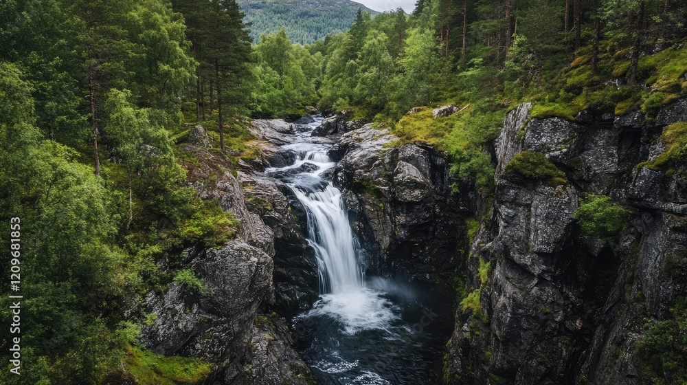 Steinsdalsfossen Waterfall Cascading Through Lush Greenery in Norway Scenic Landscape Beauty Steinsdalsfossen Waterfall Cascading Through Lush Greenery in Norway Scenic Landscape Beauty