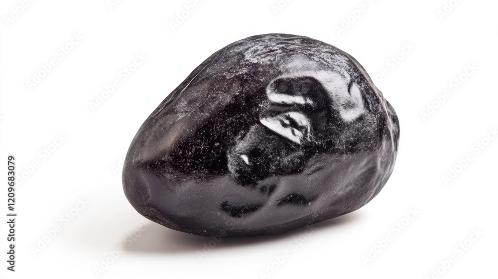 Single dried prune isolated on a clean white background showcasing its rich texture and deep color for health and culinary uses Single dried prune isolated on a clean white background showcasing its rich texture and deep color for health and culinary uses