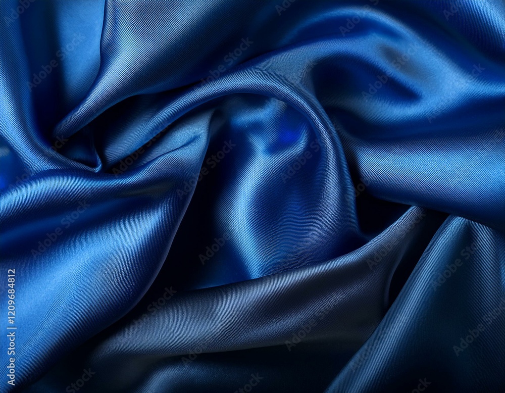 Dark blue silk satin background. Bright folds on a shiny fabric Dark blue silk satin background. Bright folds on a shiny fabric