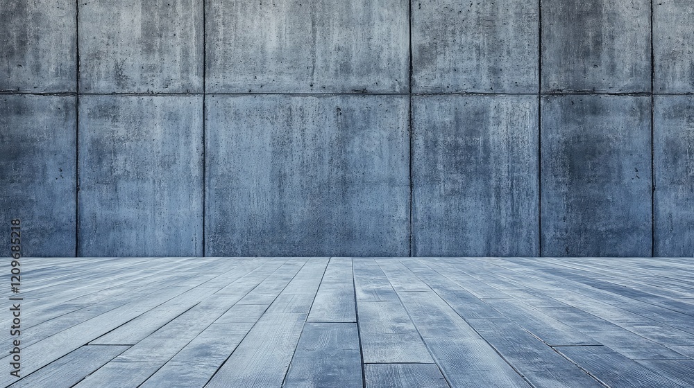 Slate Blue Concrete Background with Textured Cement Wall and Wooden Floor in Horizontal Perspective for Web Design Use Slate Blue Concrete Background with Textured Cement Wall and Wooden Floor in Horizontal Perspective for Web Design Use