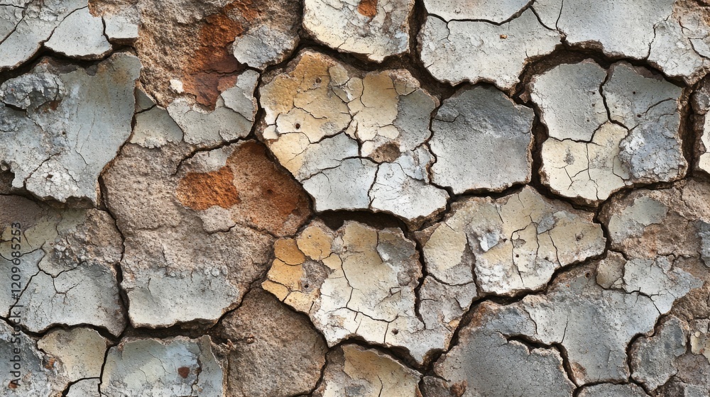 Cracked and weathered surface showing aged texture Cracked and weathered surface showing aged texture