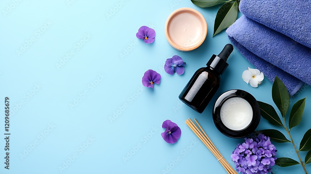 Naklejka premium Spa Day Essentials: Tranquil Blue Aesthetic