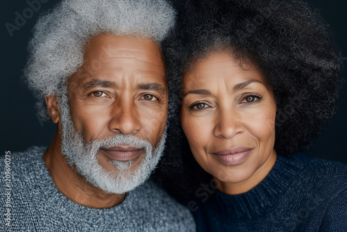 Portrait of a pretty elderly African American couple. Family portrait. photo