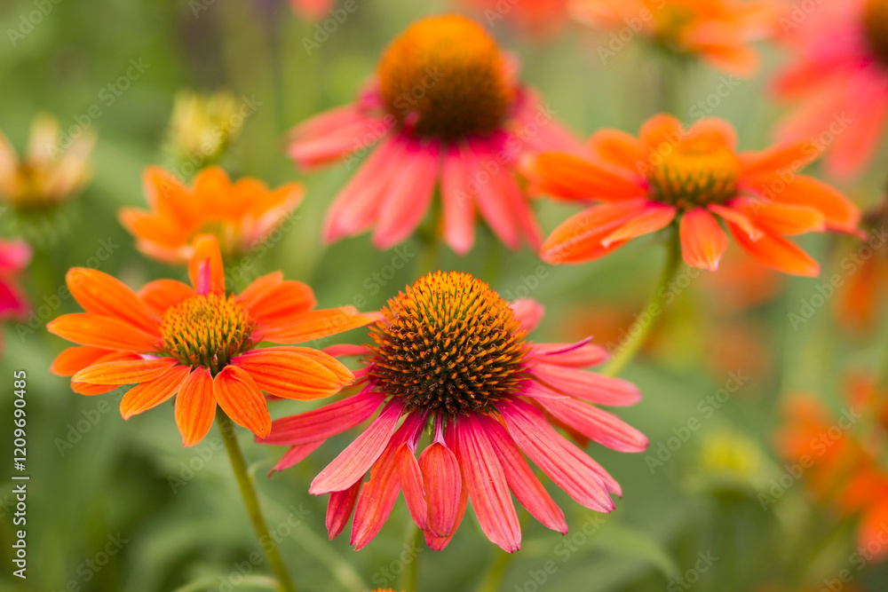 echinacea - coneflowers in the garden - close up echinacea - coneflowers in the garden - close up