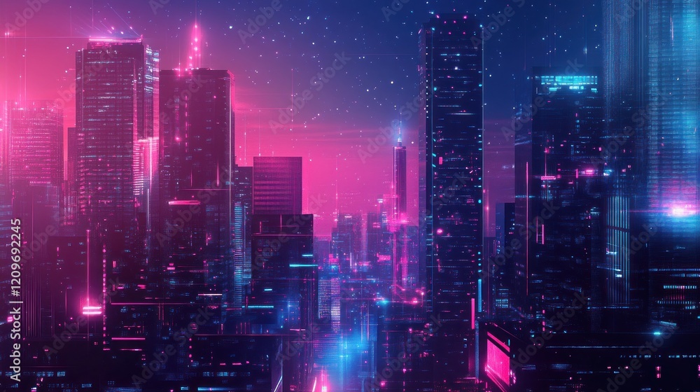 Cyberpunk Cityscape with Glowing Lights Cyberpunk Cityscape with Glowing Lights