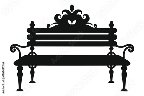 Garden bench silhouette black vector on a white background